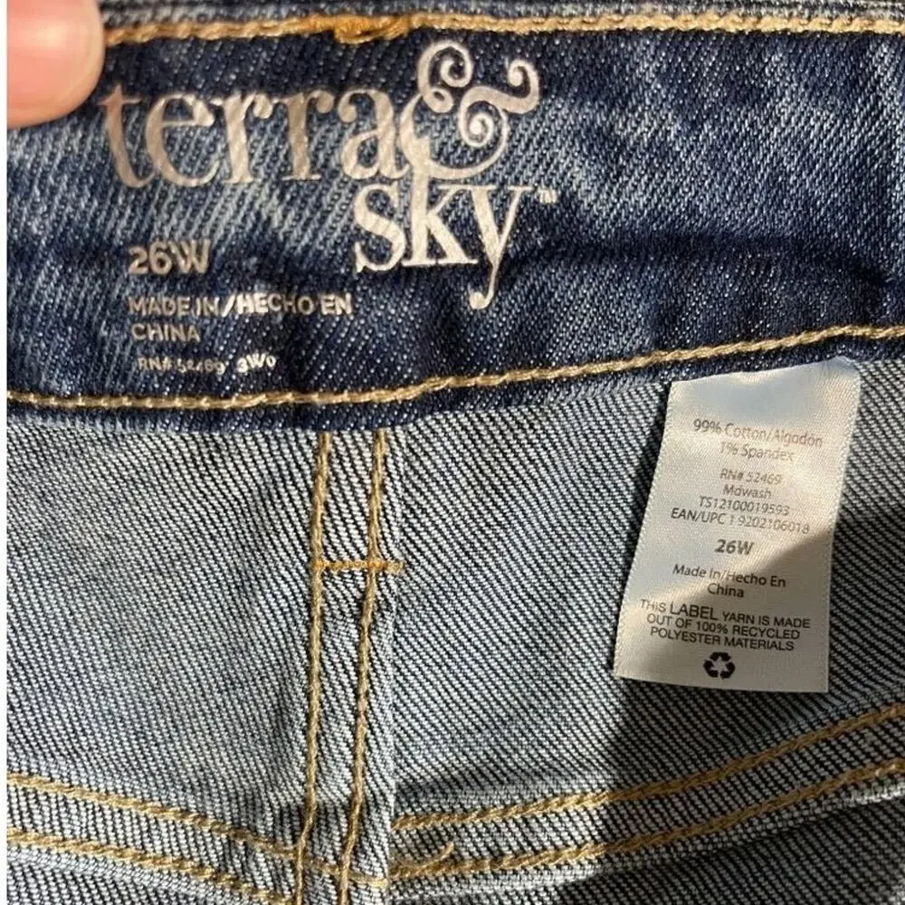Terra & Sky Plus High Rise Blue Denim Jeans NEW Size 26W Womens Summer Vacation